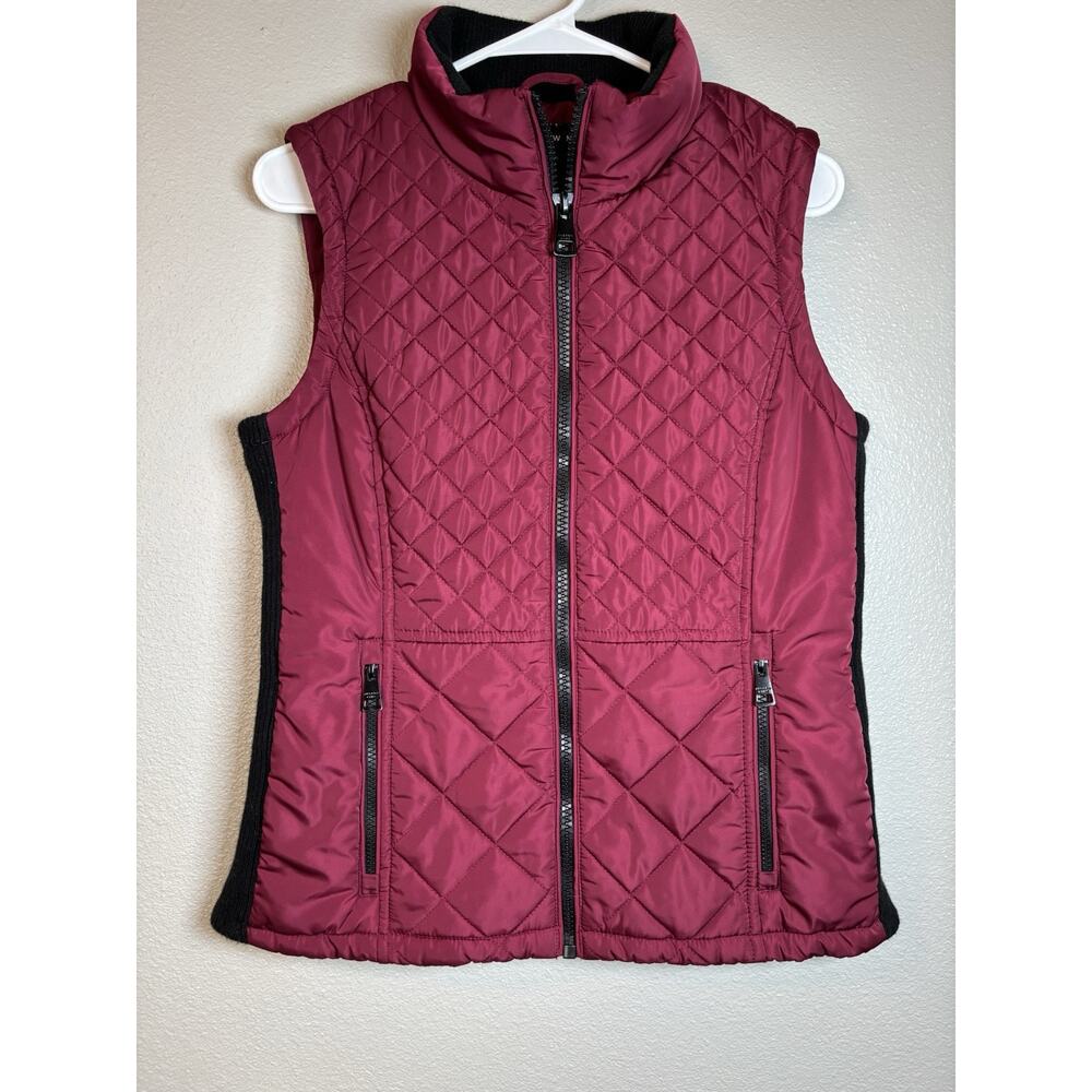 Andrew Marc Women's Vest Quilted‎ Puffer Full Zip Burgundy Red Size Small